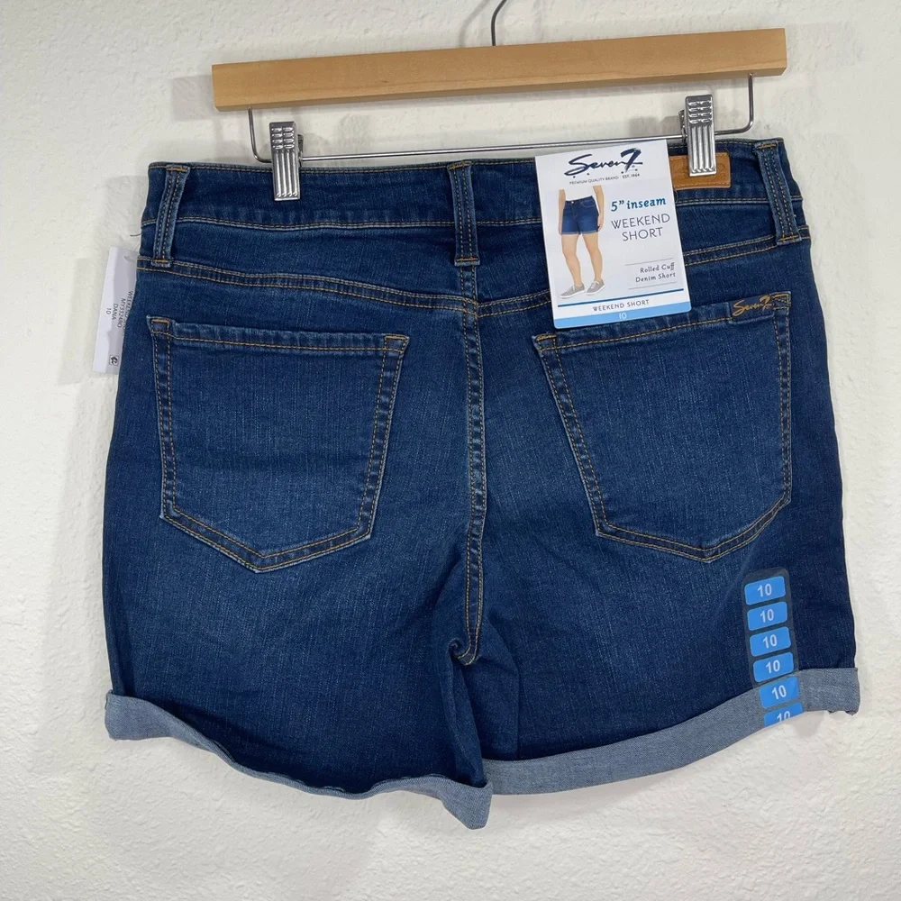 Seven7 Women Weekend Rolled Cuff Stretch Jean Short Color Blue Size 4;6;…